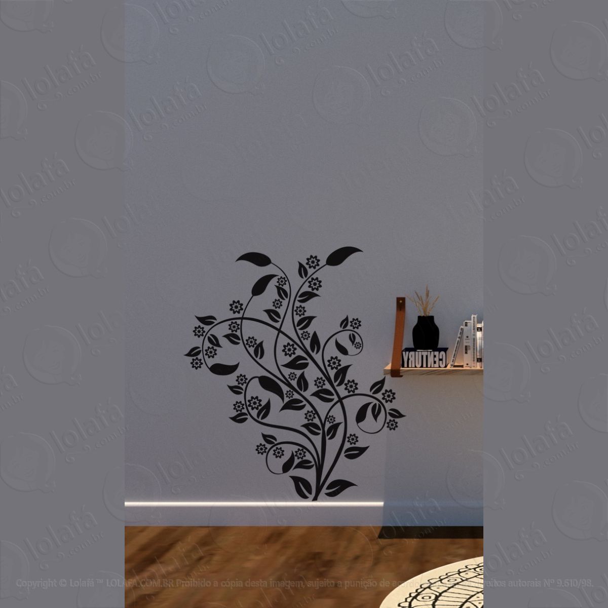 adesivo decorativo floral parede mod:1562