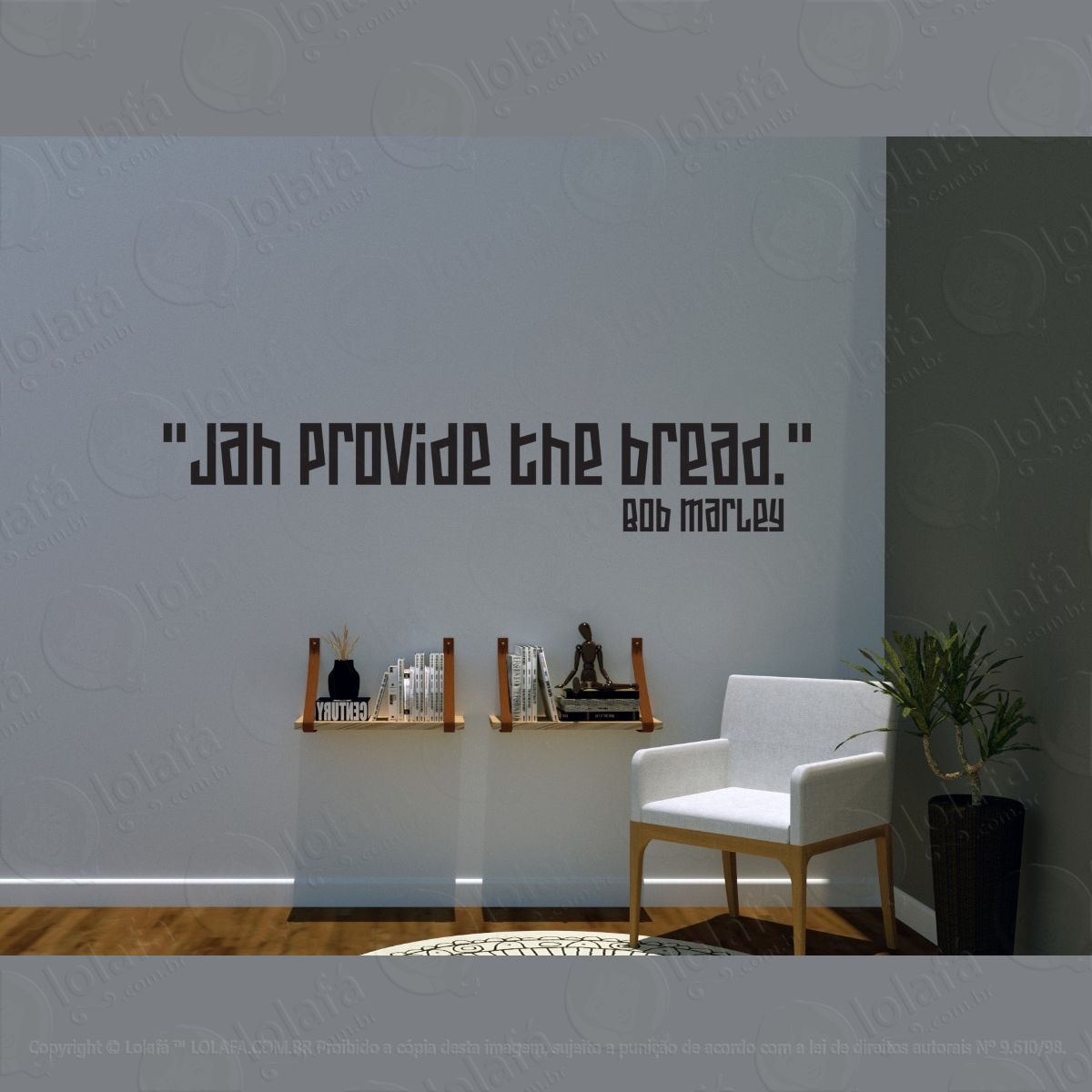 adesivo decorativo parede bob marley jah provide the bread mod:1572