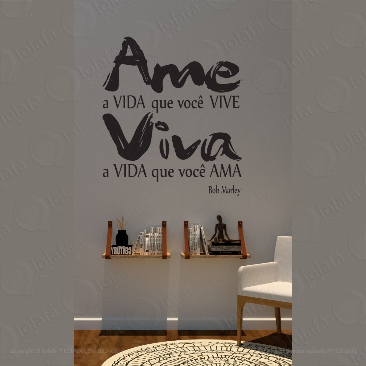 adesivo decorativo parede ame a vida que você vive mod:1583