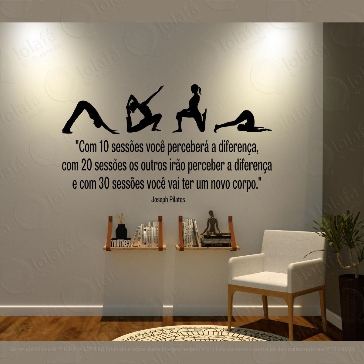 adesivo frases pilates com 10 sessões você perceberá mod:1589
