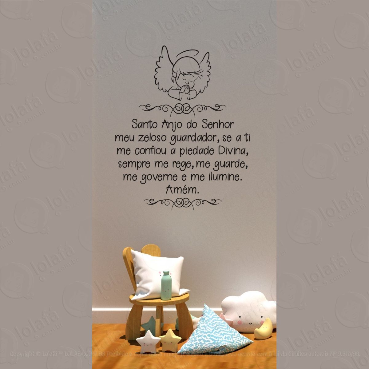 adesivo para parede infantil santo anjo do senhor mod:1596