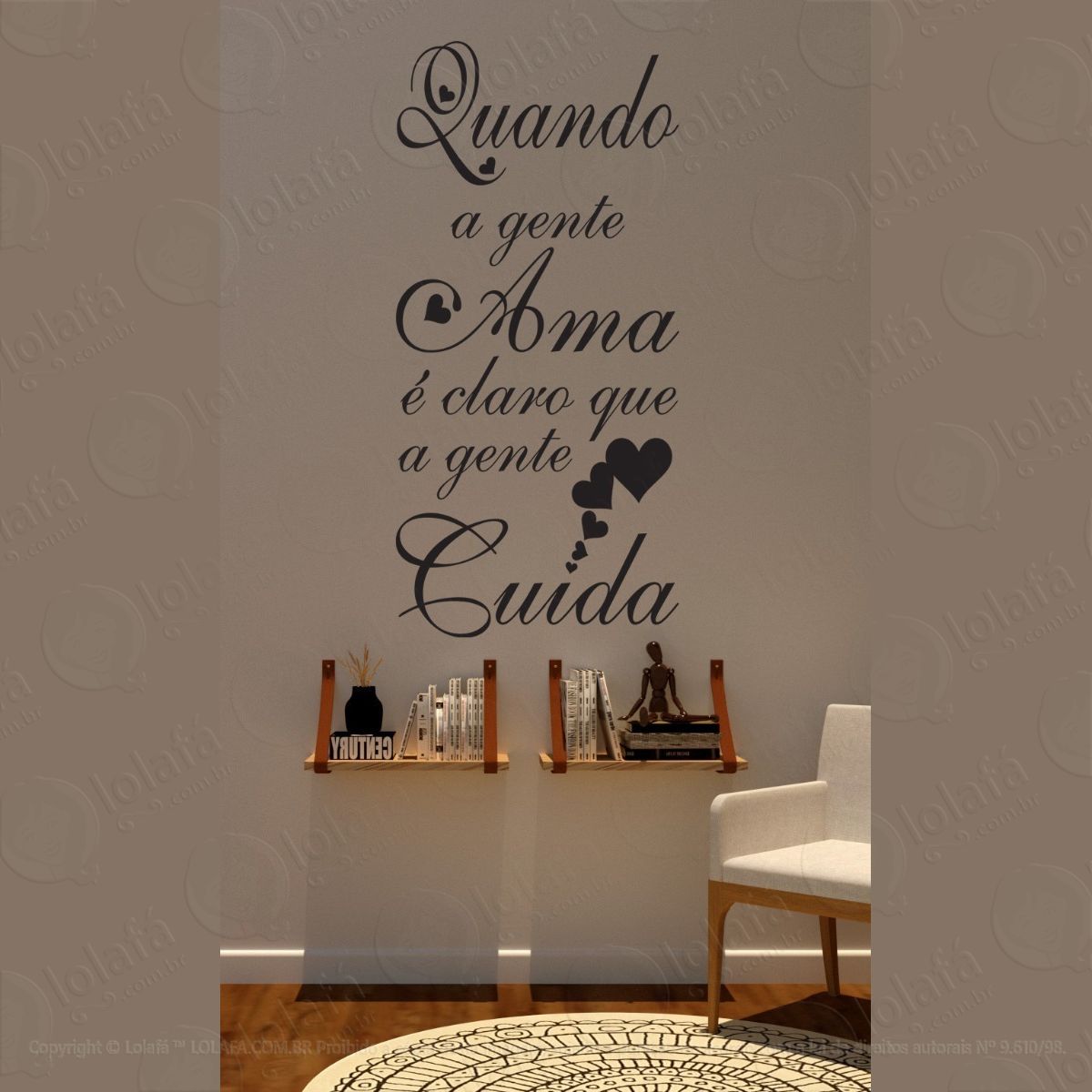 adesivo decorativo parede para casais quando a gente ama mod:1600