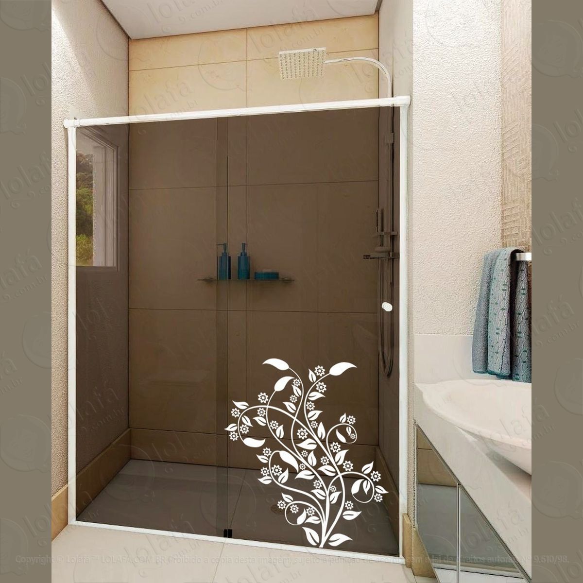 adesivo floral para banheiro box blindex mod:1606