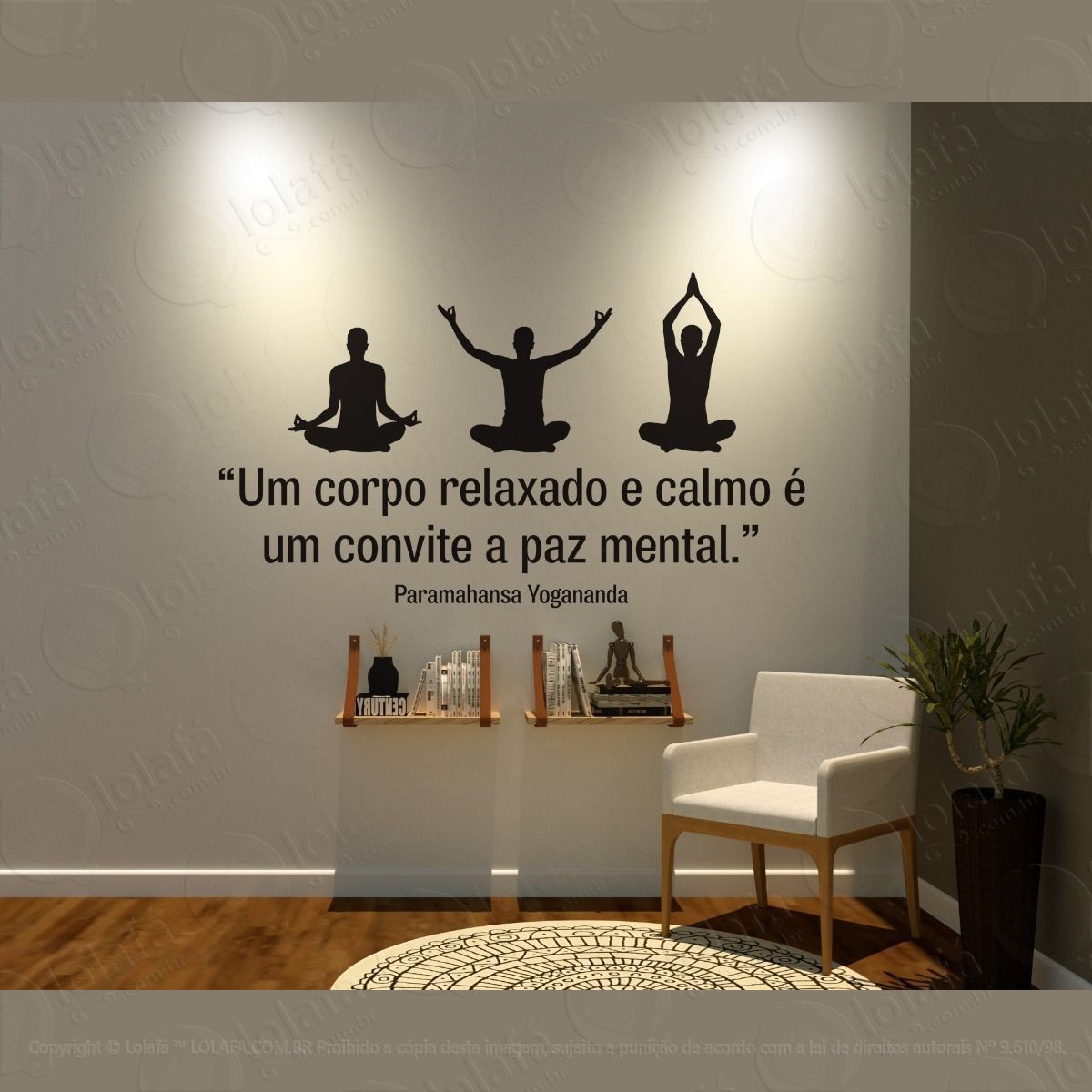 adesivo decorativo para paredes frase yoga mod:1624