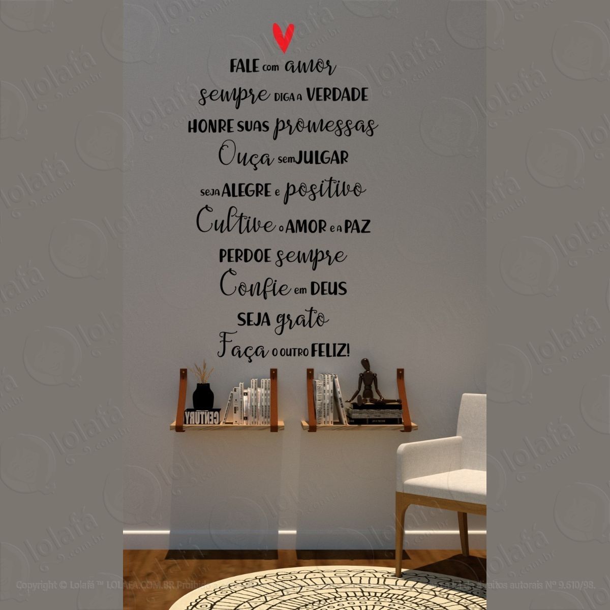 adesivo frases decorativas de parede fale com amor mod:1628