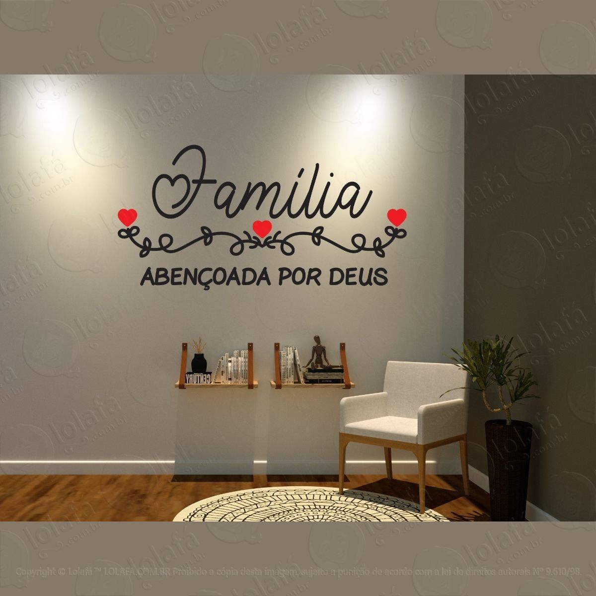 adesivo de parede família abençoada por deus mod:1638