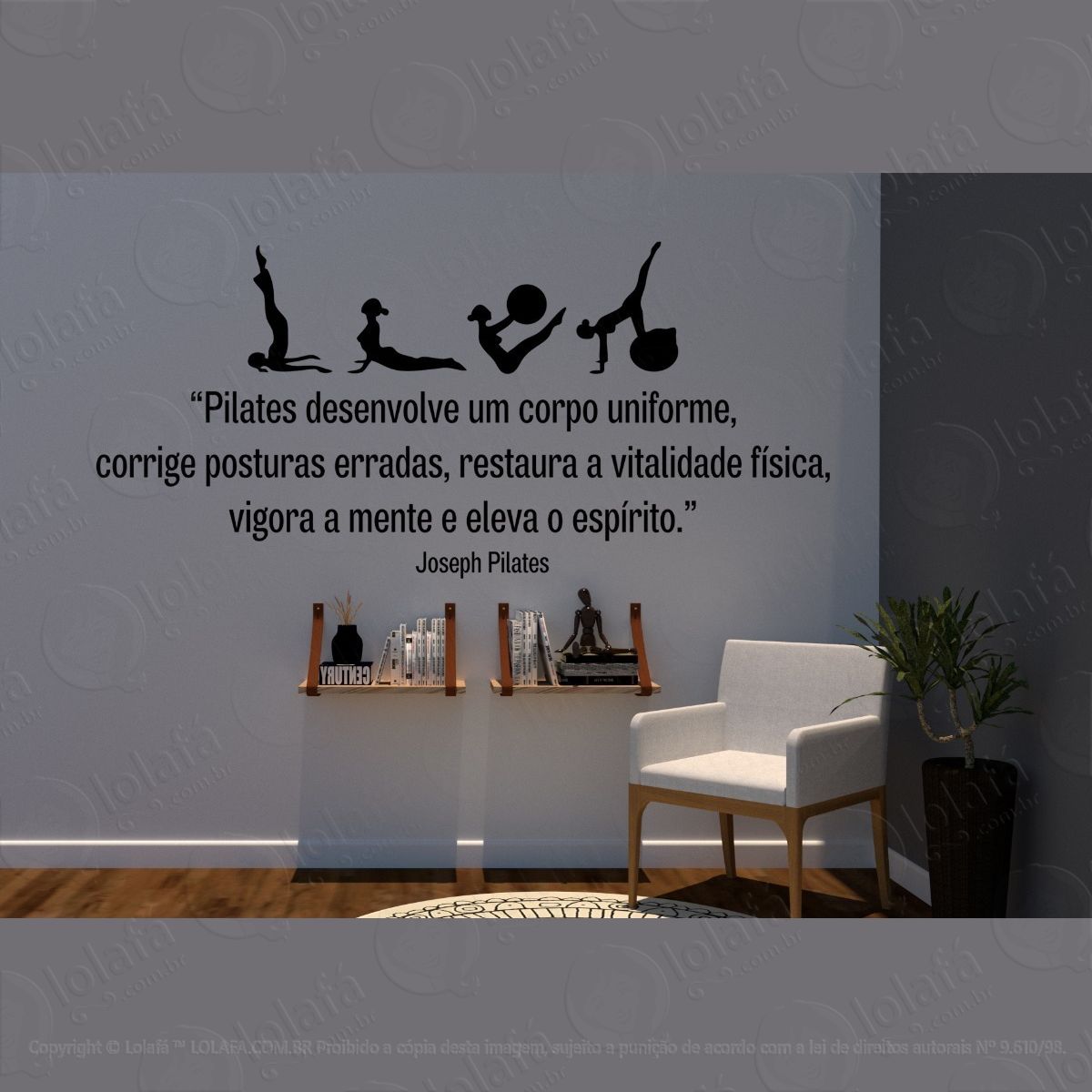 adesivo parede pilates desenvolve um corpo uniforme mod:1650