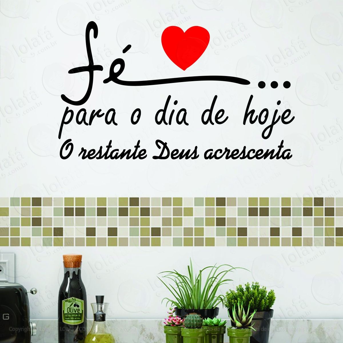 adesivo de parede geladeira decoração fé para o dia de hoje mod:1714