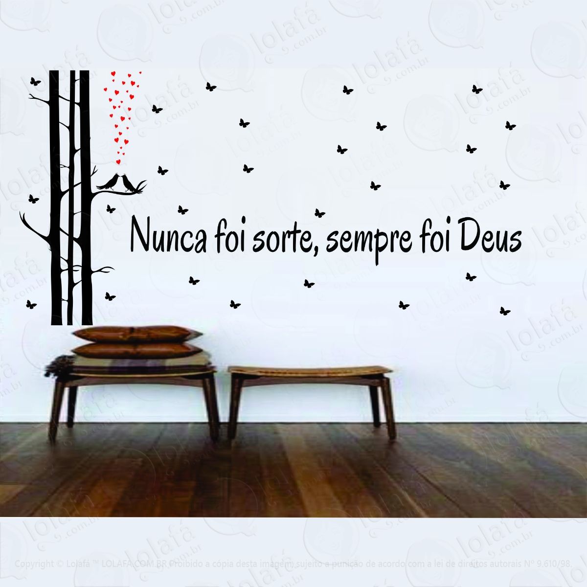 adesivo decorativo parede sala quarto nunca foi sorte mod:1739