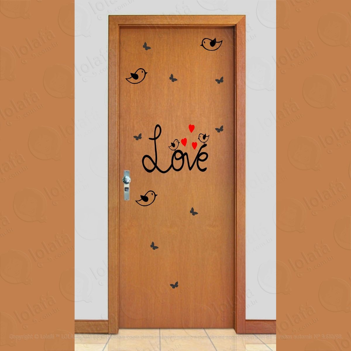 adesivos geladeira parede passaros love e borboletas adesivos para porta mod:1745