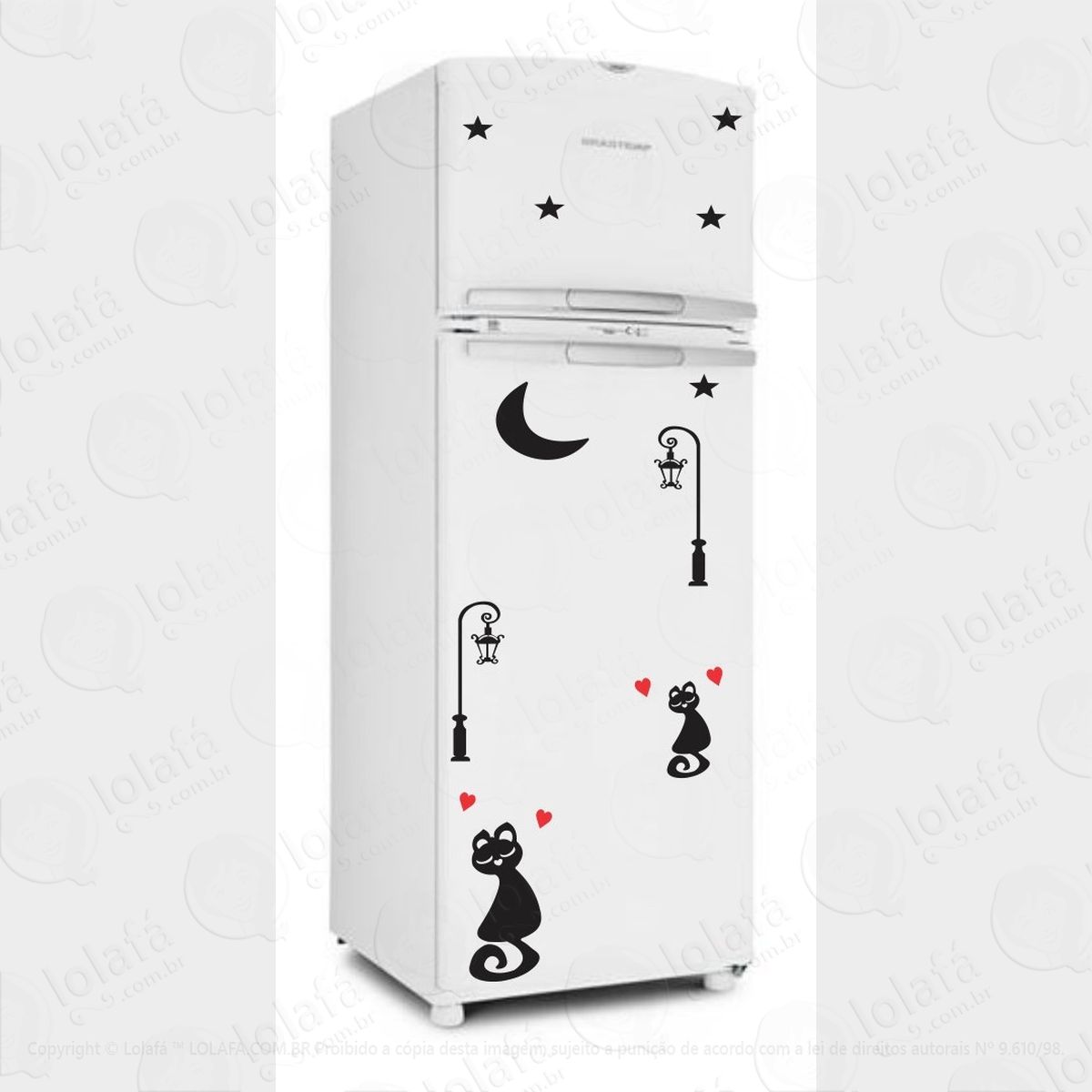 Adesivos Geladeira Parede Gatos Luminaria Estrelas Lua Mod:1750
