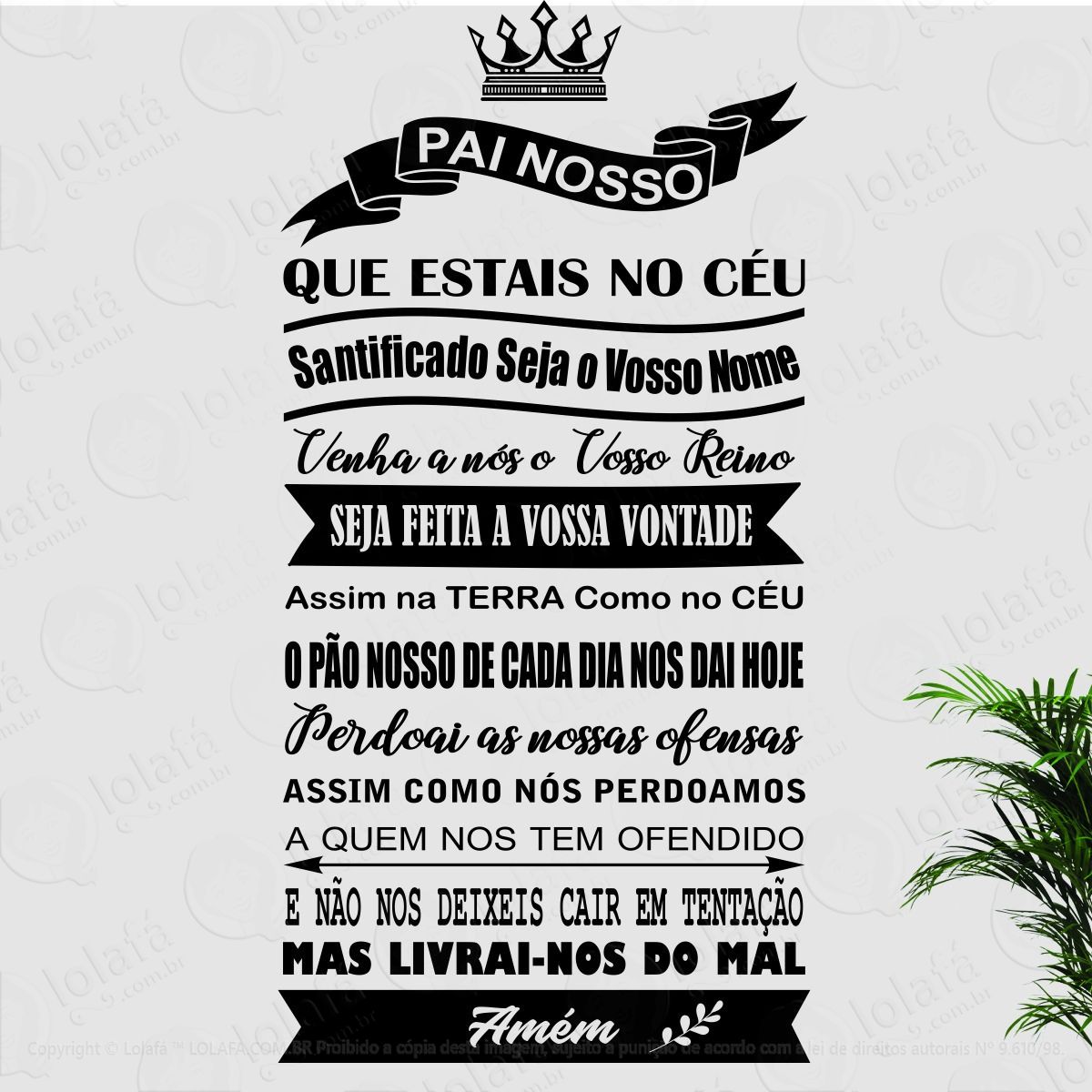 adesivo de parede decoração oração pai nosso mod:1770