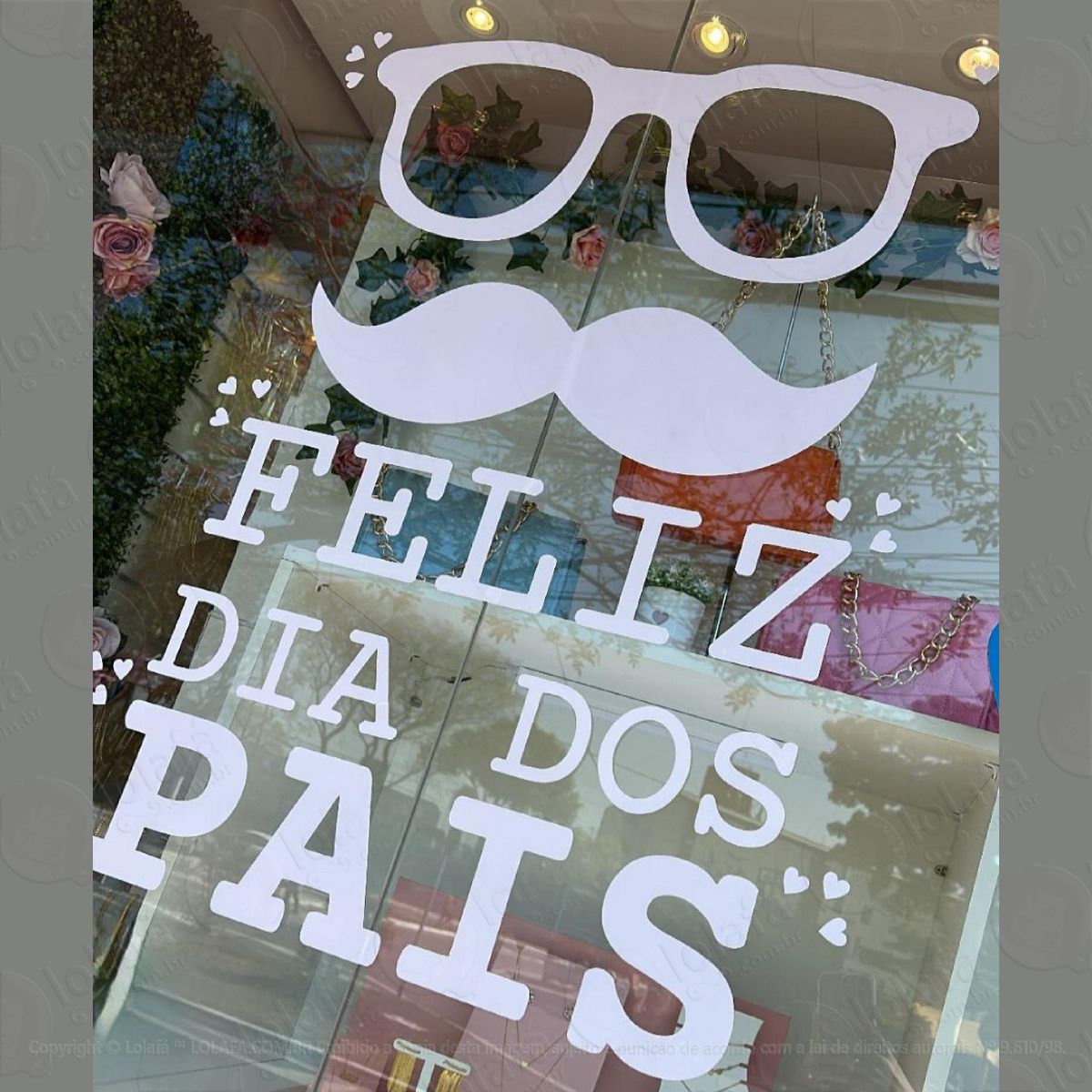 adesivo decorativo vitrine feliz dia dos pais Óculos bigode mod:1818