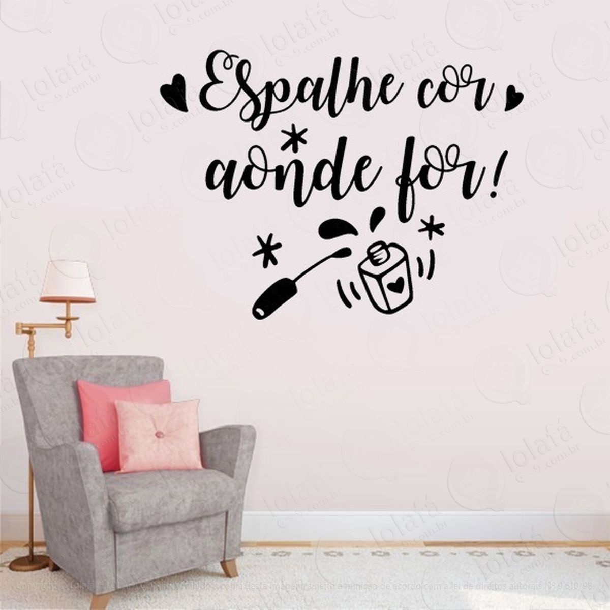Adesivo De Parede Frase Esmalteria Espalhe Cor Aonde For Mod:1826