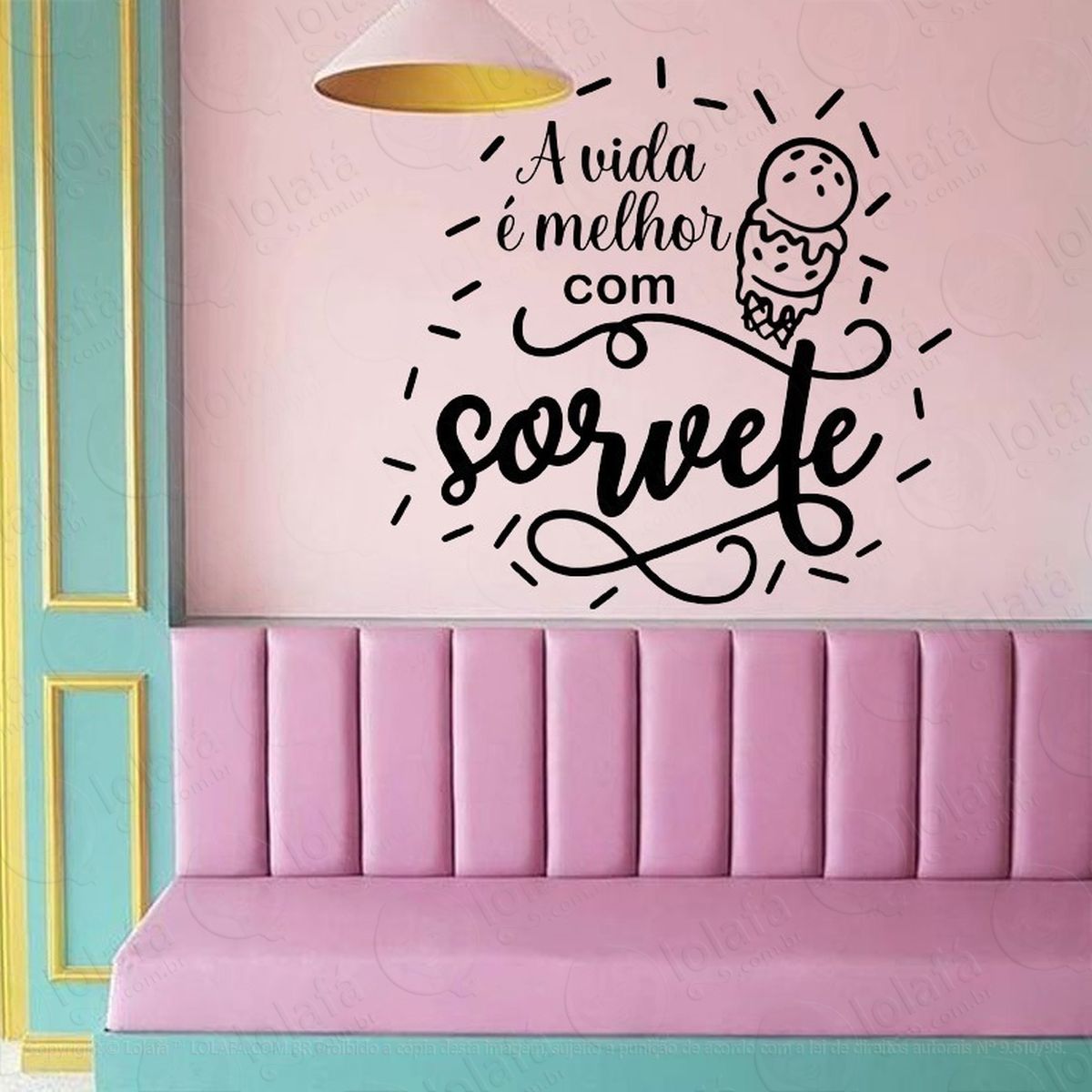 decoração para sorveteria adesivo vinil parede, vidro mod:1837