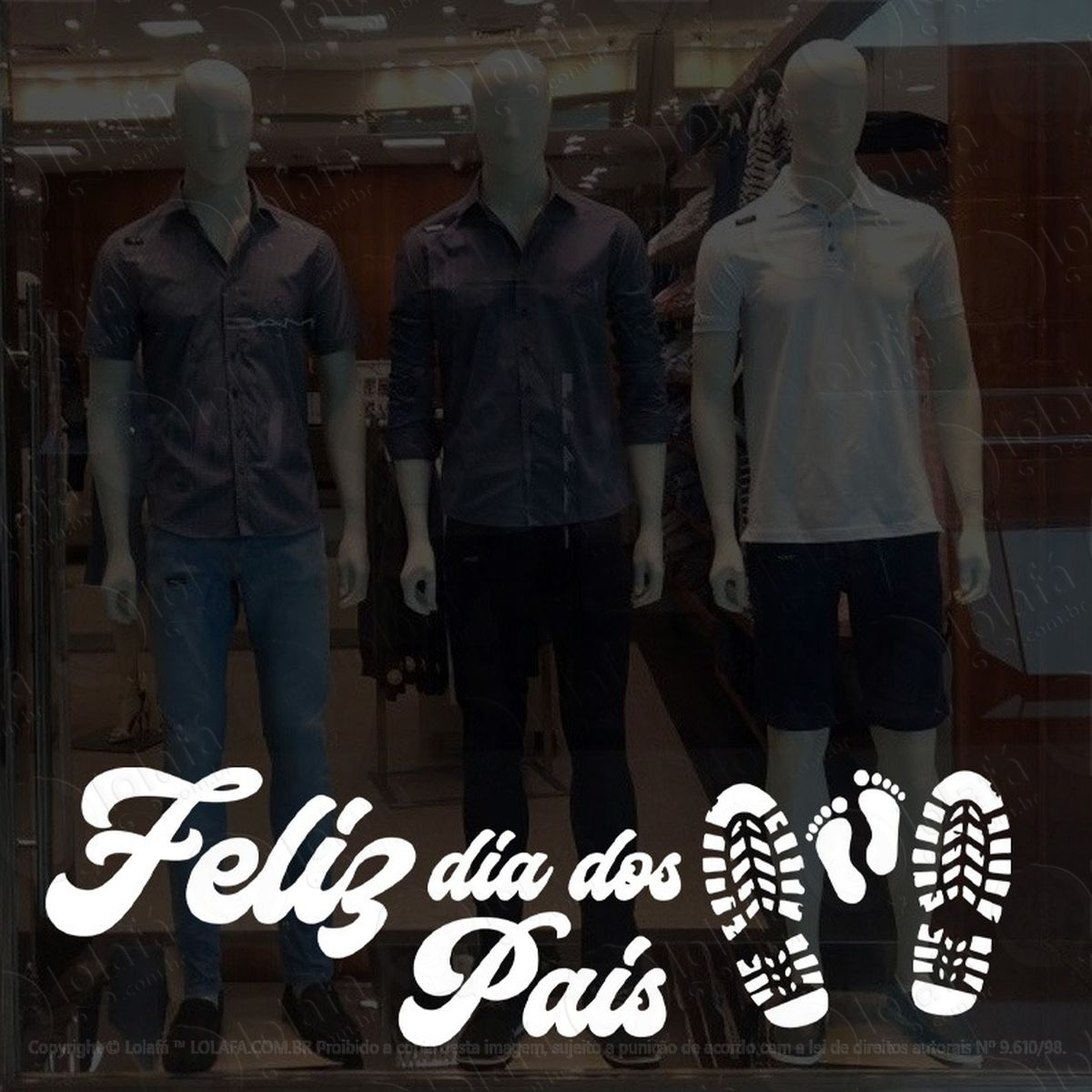 adesivo vitrine feliz dia dos pais pézinho calçados mod:1847