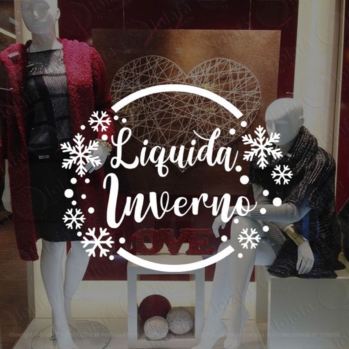 Adesivo Decorativo Vitrine Liquida Inverno Flocos Redondo Mod:1865