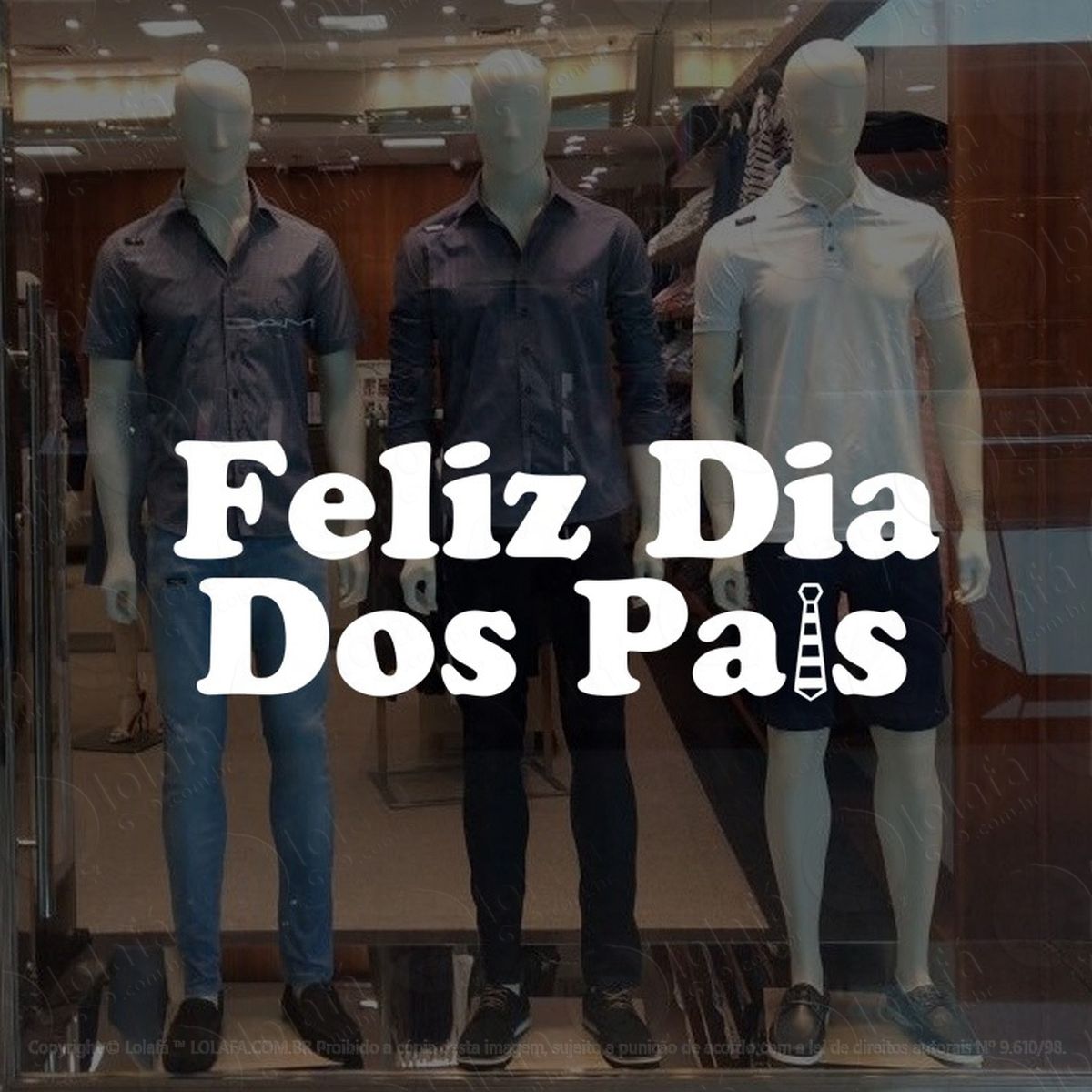 adesivo para vitrine loja feliz dia dos pais simples mod:1889