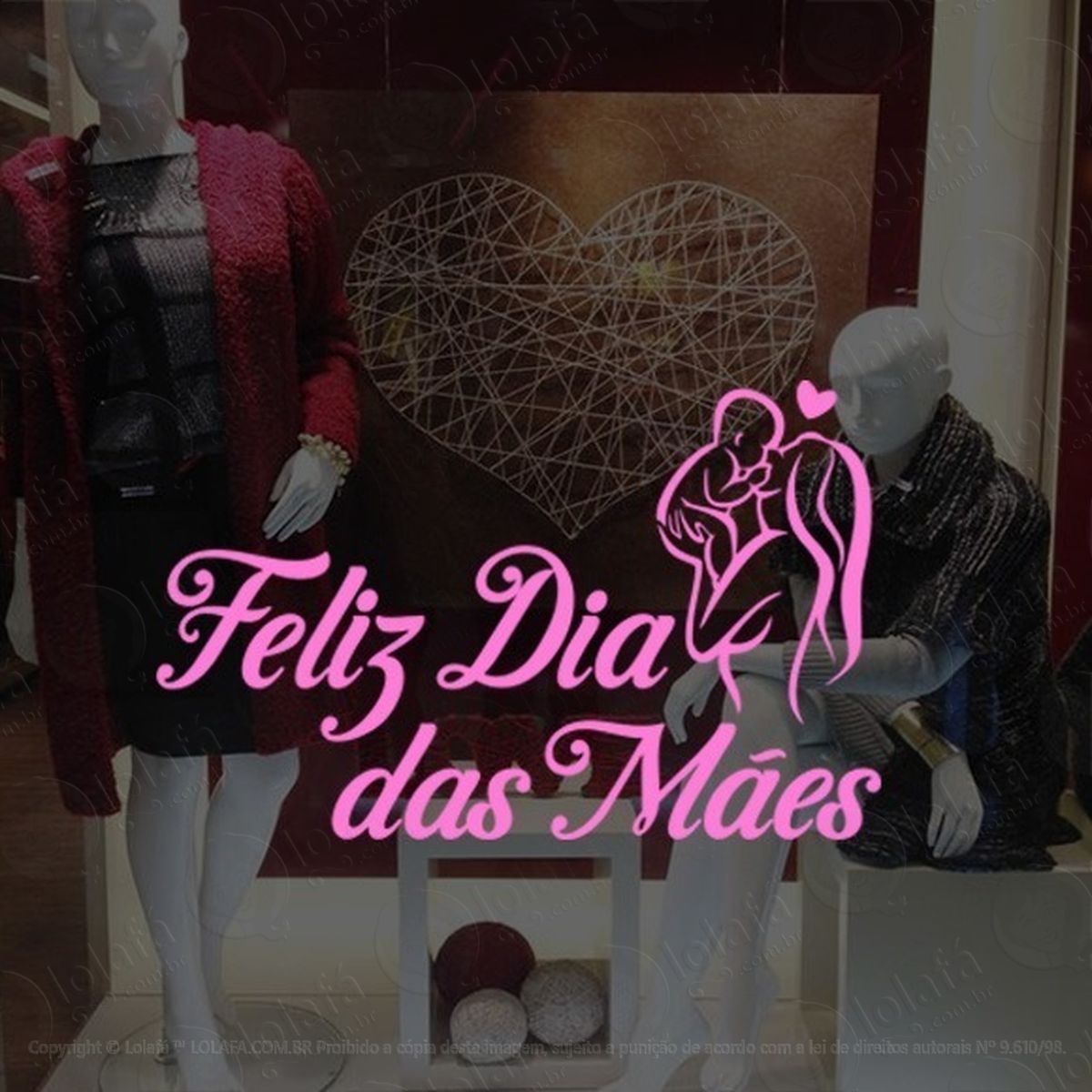 adesivo decorativo vitrine feliz dia das mães bebê mod:1898