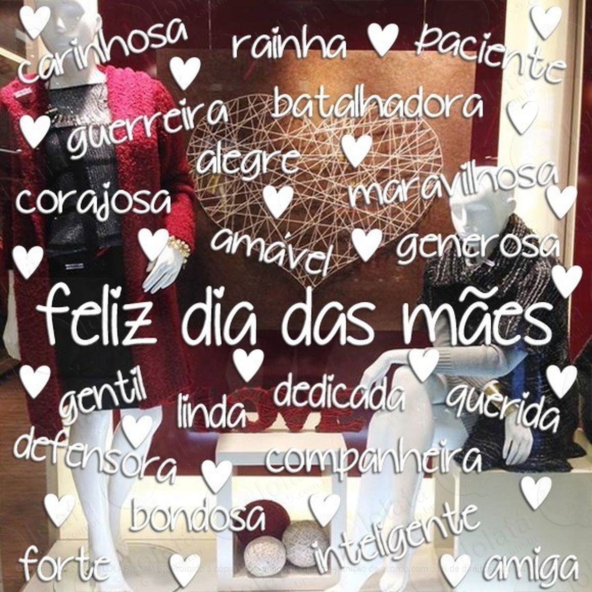 adesivo decorativo vitrine feliz dia das mães palavras mod:1912