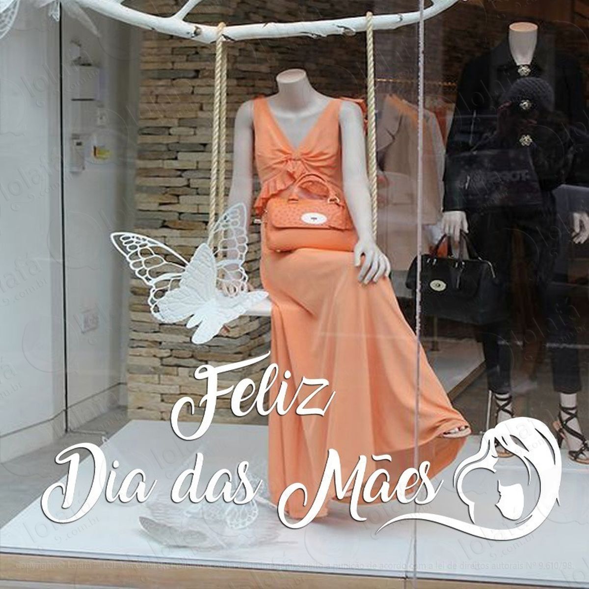Adesivo Decorativo Vitrine Feliz Dia Das Mães Silhueta Mod:1913