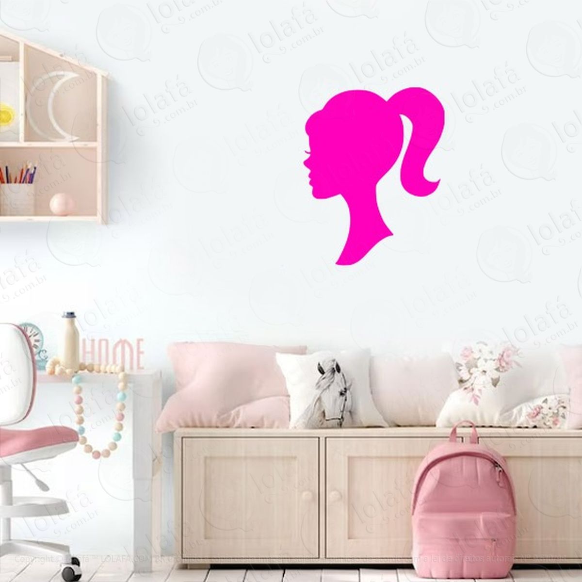 Adesivo De Parede Quarto Infantil Menina Boneca Silhueta Mod:1917