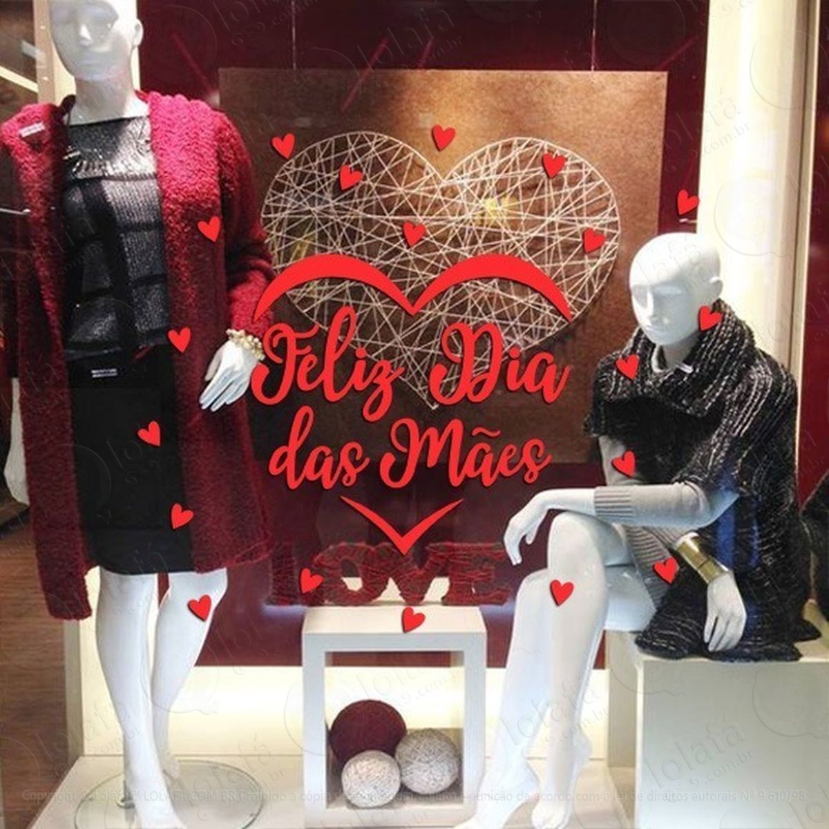 kit adesivo decorativo vitrine dia das mães namorados pais mod:1918