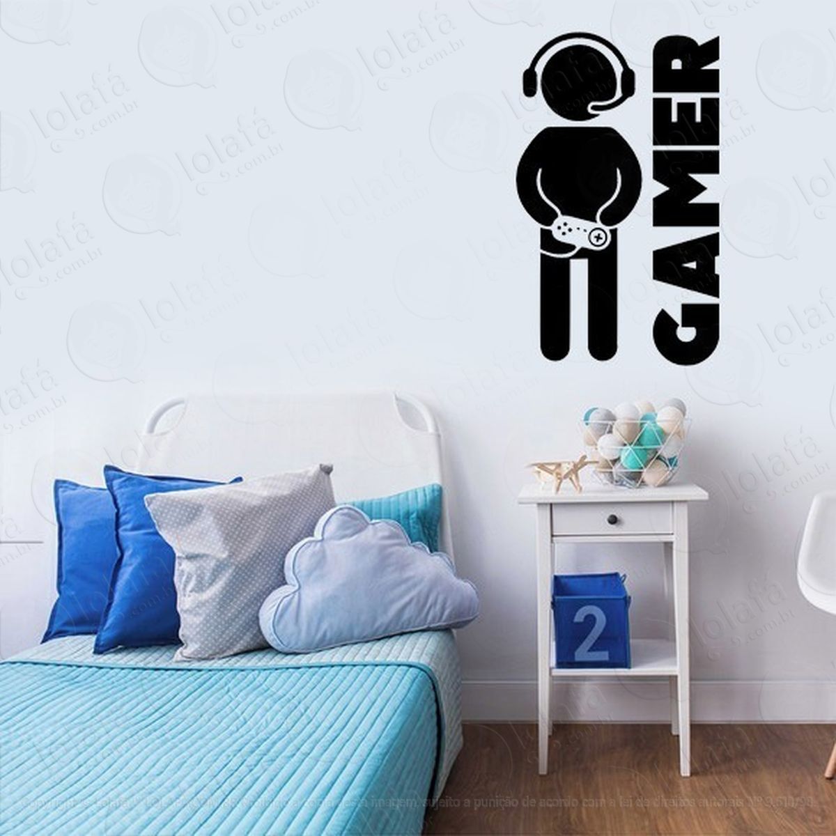adesivo de parede quarto juvenil menino gamer joystick mod:1941