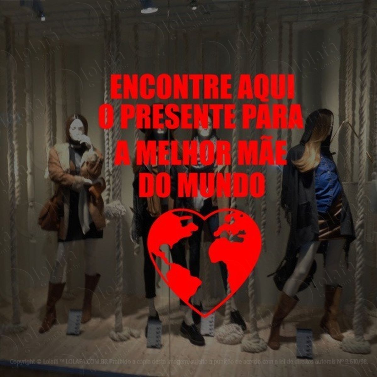 adesivo decorativo vitrine presente para melhor mãe do mundo mod:1955