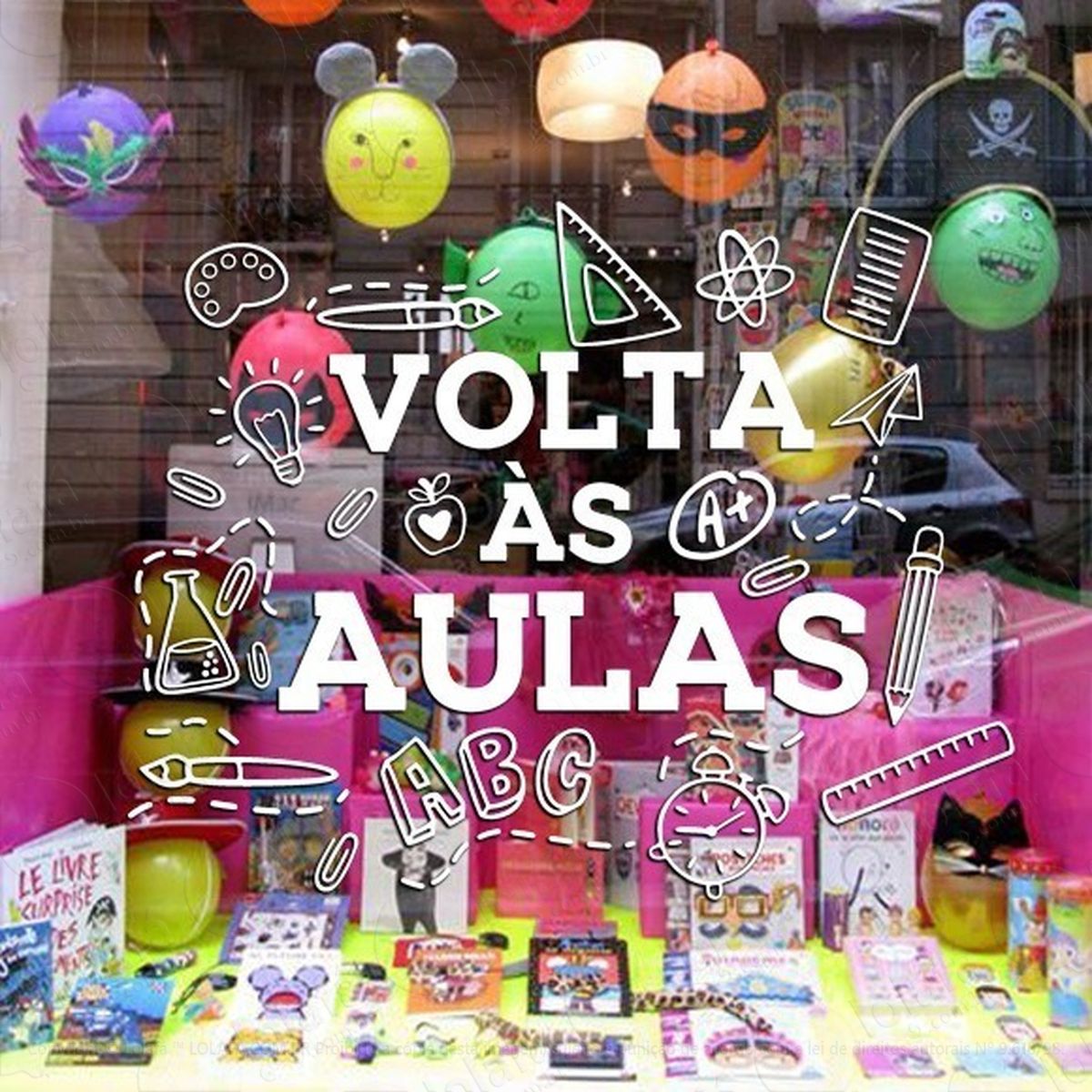 Adesivo Decorativo Vitrine Papelaria Volta Às Aulas Mod:1967
