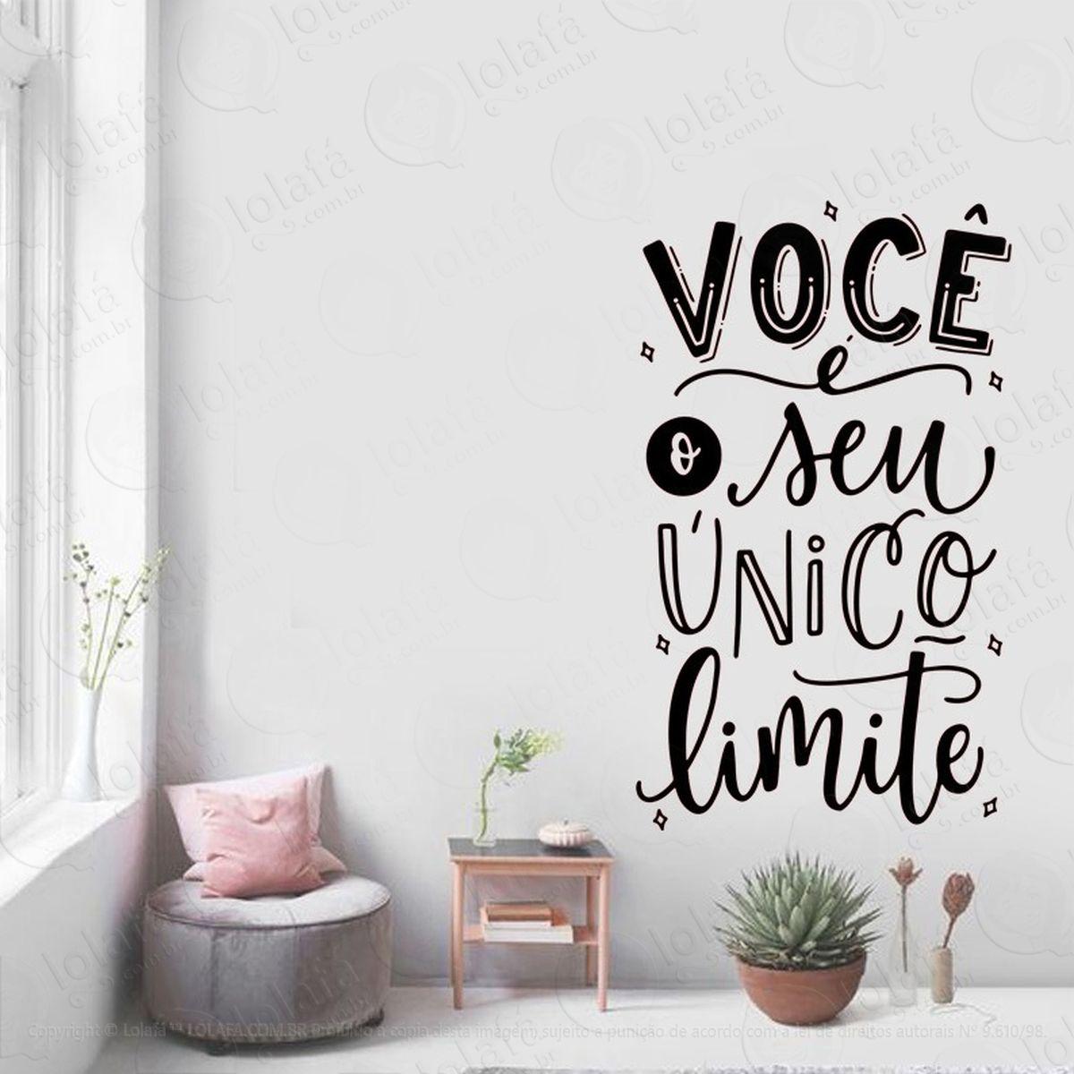 adesivo de parede frase motivação você É seu Único limite mod:1968