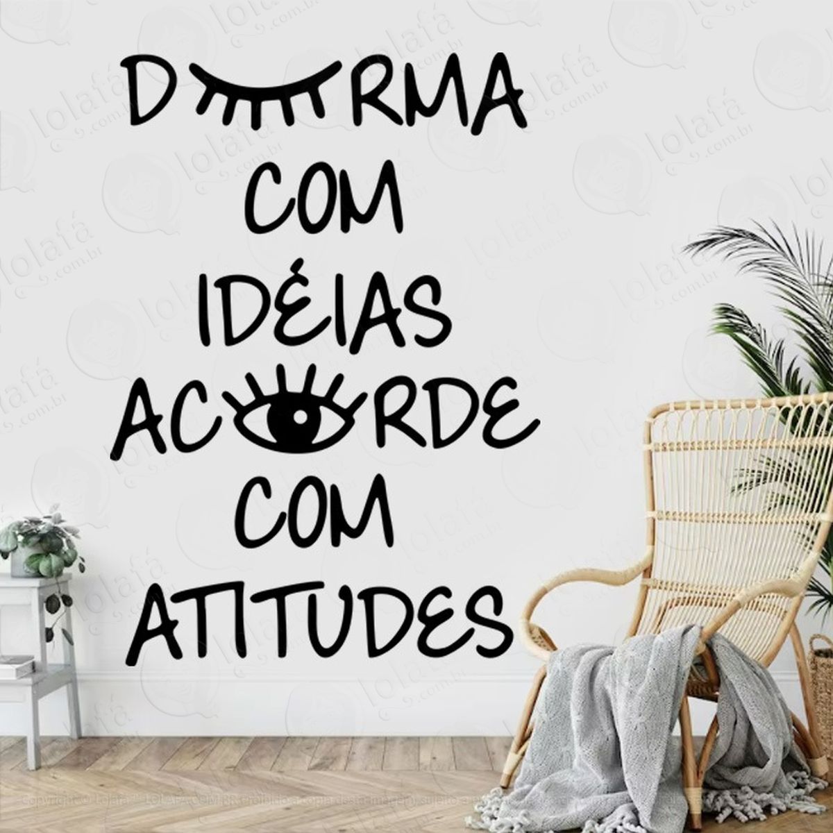adesivo de parede frase motivacional durma com ideias mod:1977