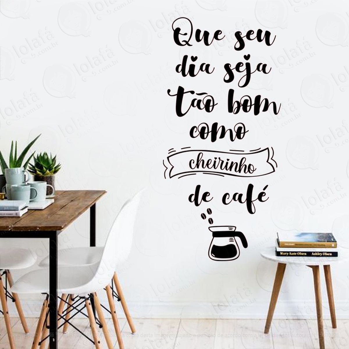 Adesivo De Parede Frase Cozinha Cafeteria Cheirinho De Café Mod:1979
