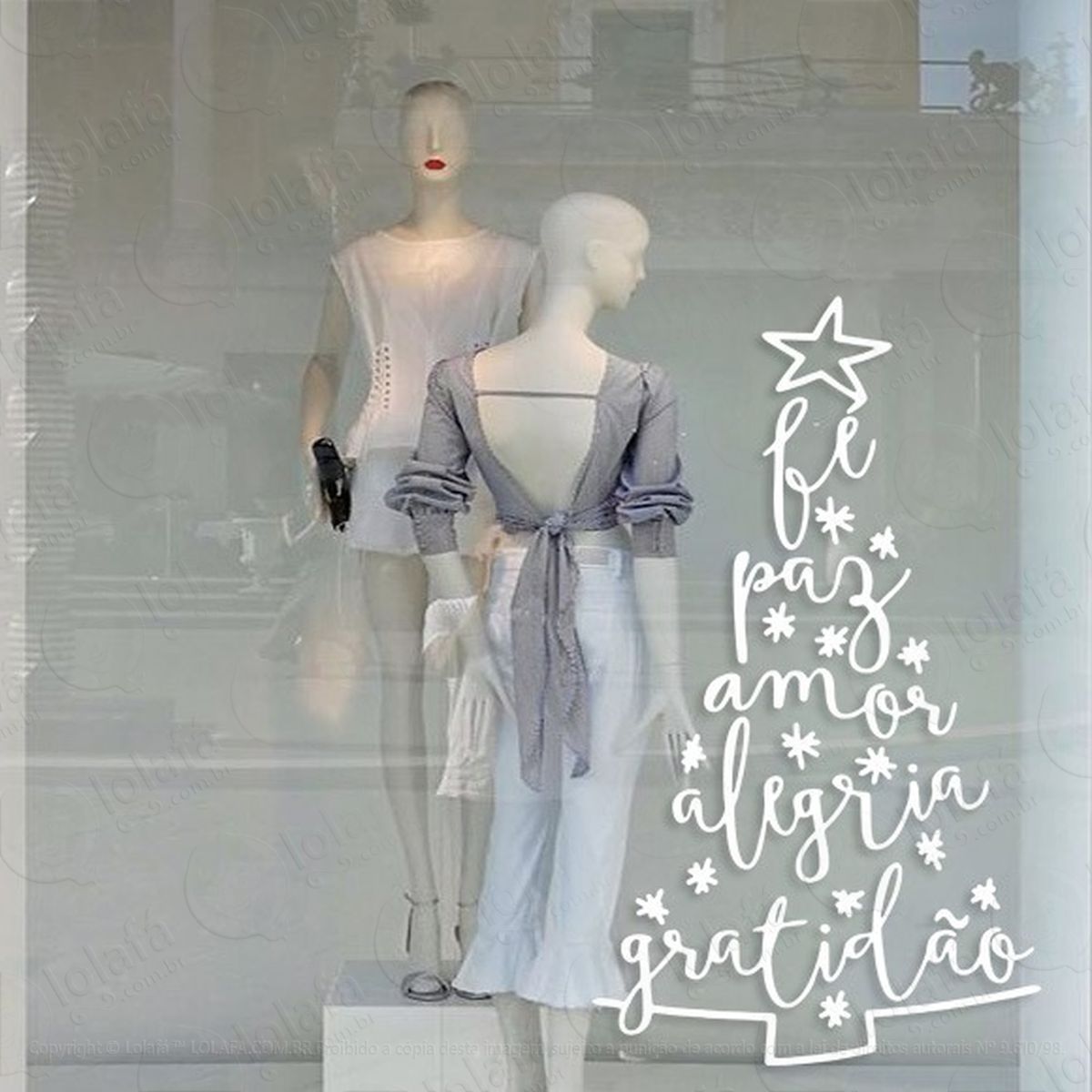 adesivo decorativo vitrine Árvore natal palavras mod:2014