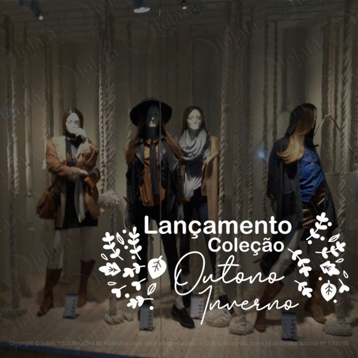 Adesivo Vitrine Lançamento Coleção Outono Inverno Folhas Mod:2016