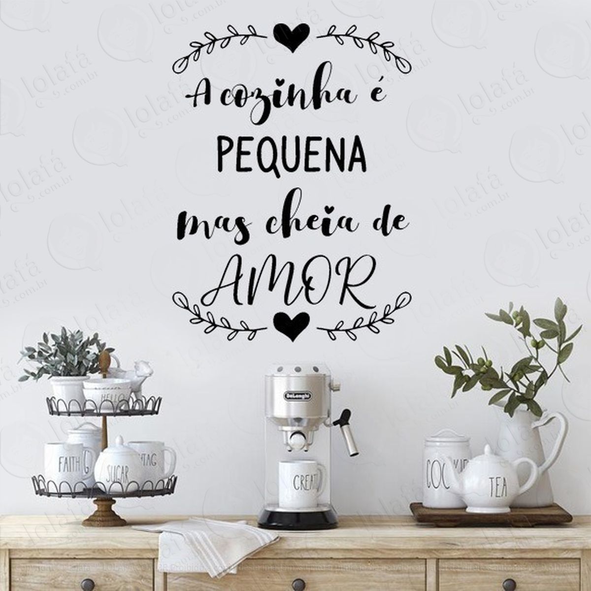 Adesivo De Parede Frase Cozinha Pequena Cheia De Amor Mod:2042