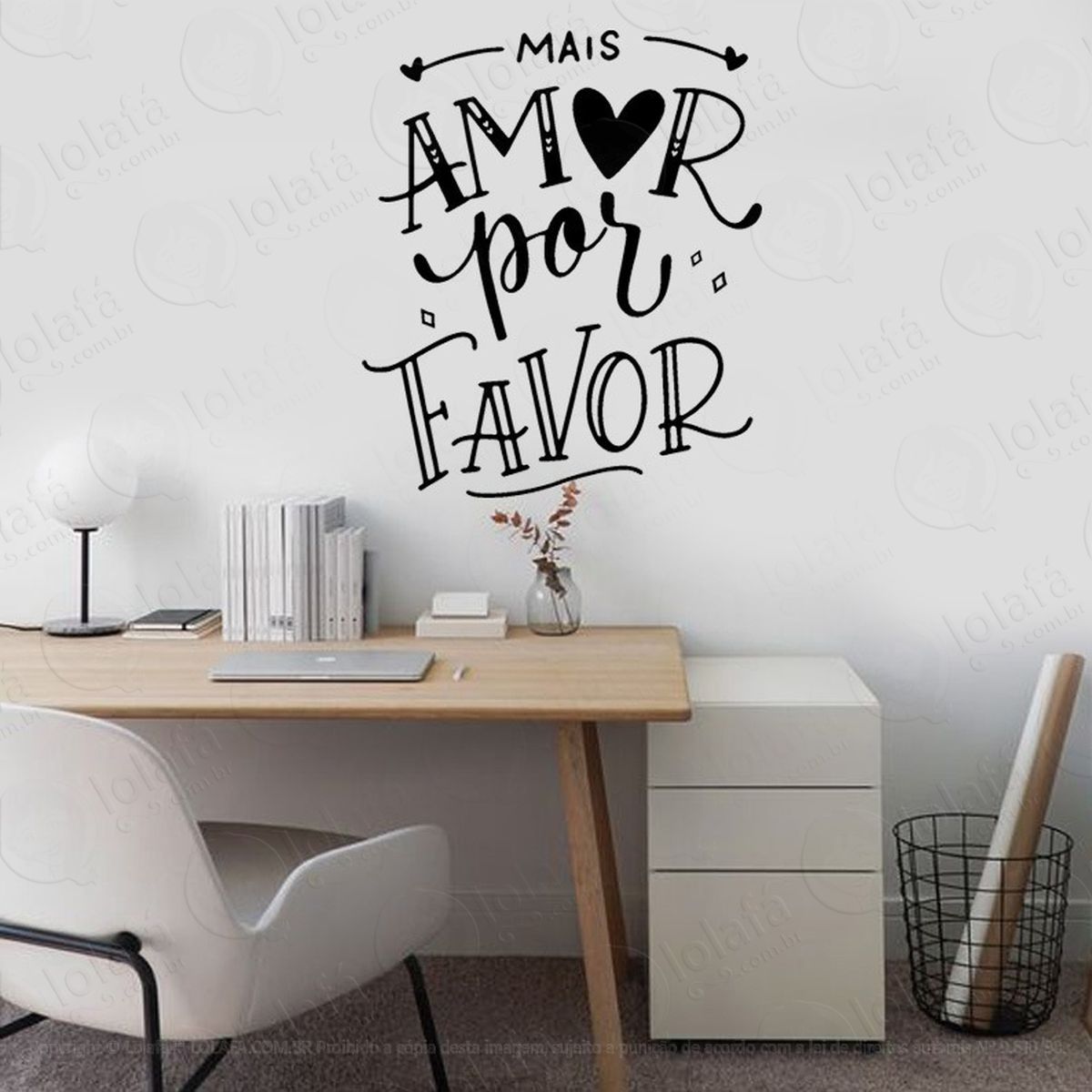 adesivo de parede frase motivacional mais amor por favor mod:2068