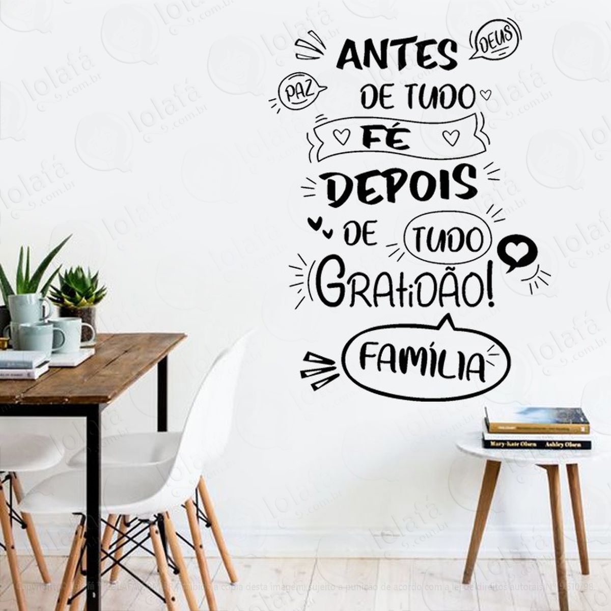 adesivo frase antes de tudo fé depois de tudo gratidão mod:2079