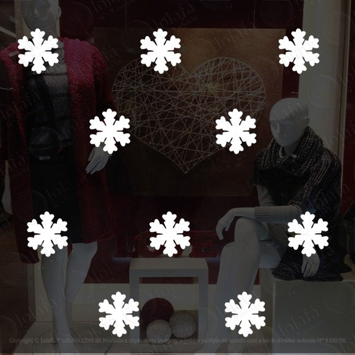 adesivo vitrine inverno flocos de neve grande - 15 unidades mod:2083
