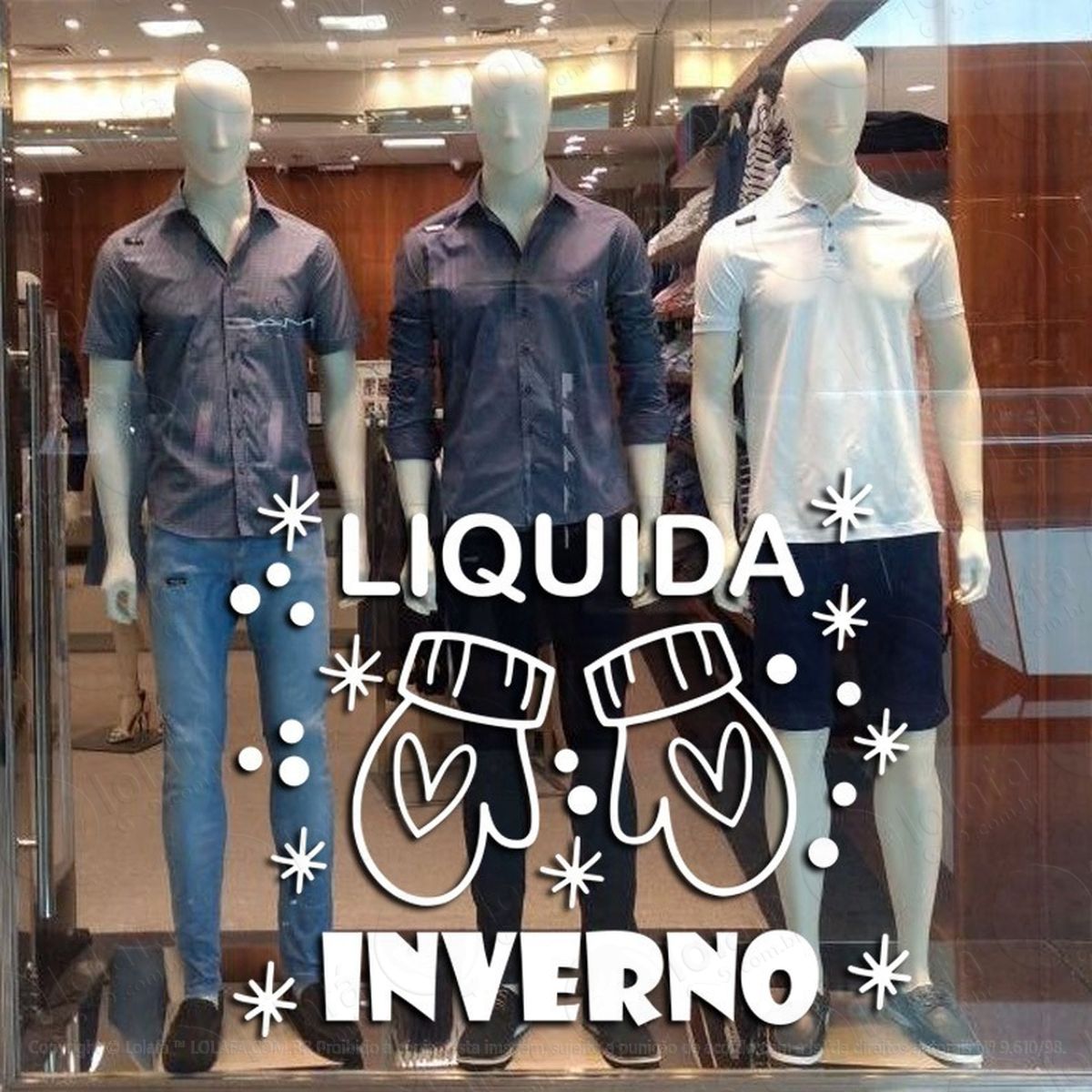 Adesivo Decorativo Vitrine Liquida Inverno Luvas Mod:2085