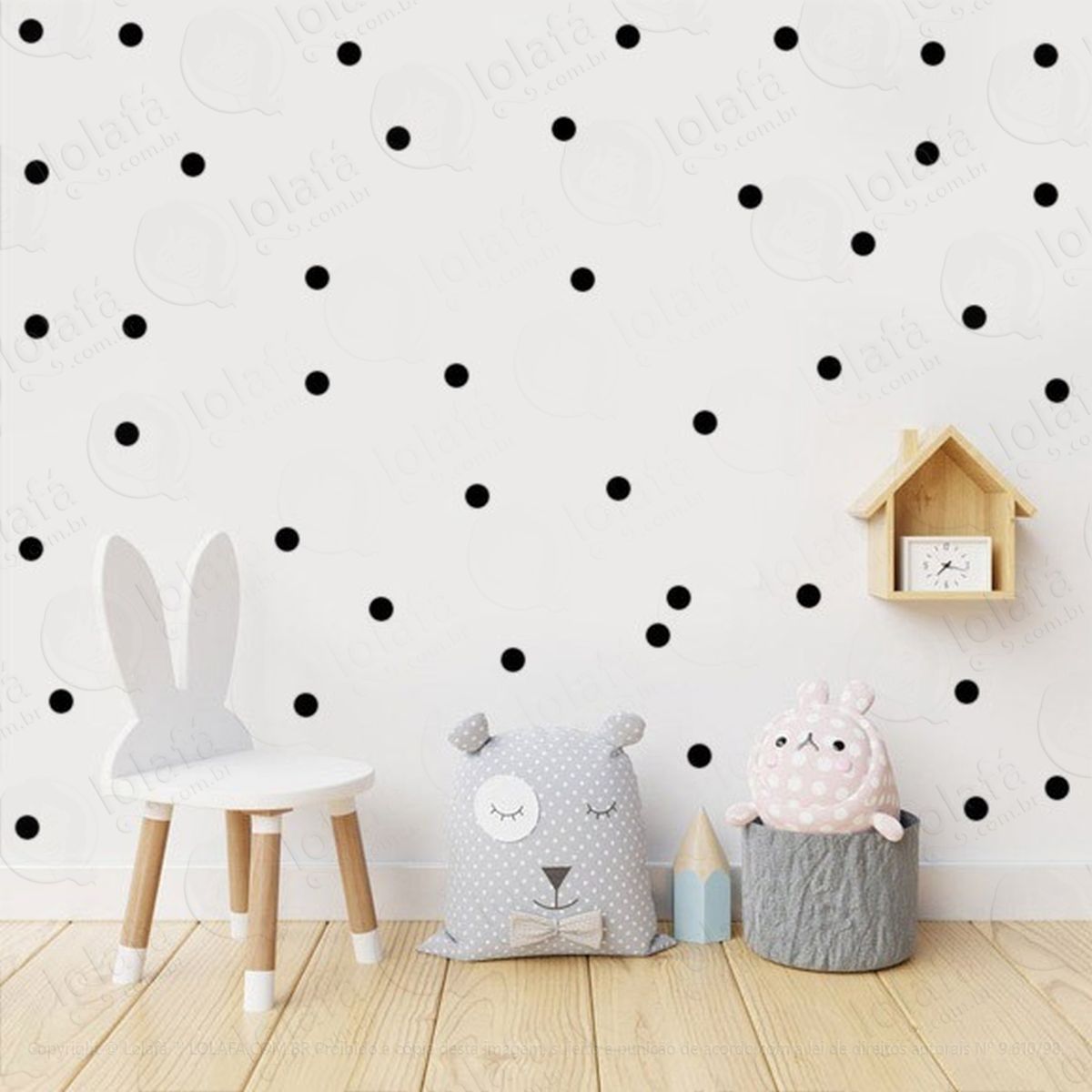 adesivo de parede quarto infantil bolinha poá 3x3cm - 270 un mod:2090