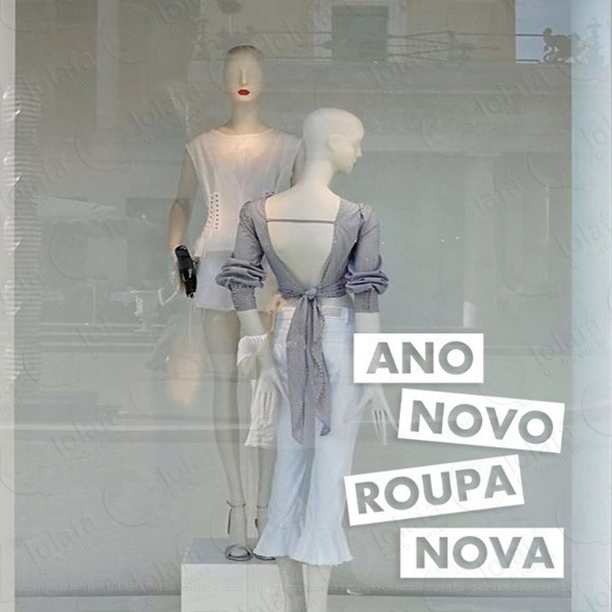 adesivo decorativo vitrine ano novo roupa nova mod:2112