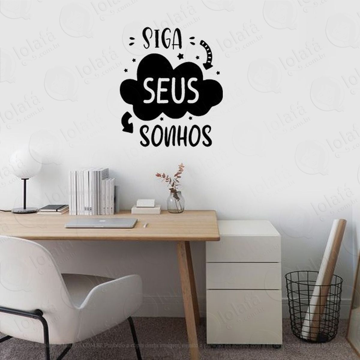 adesivo de parede frase motivação siga seus sonhos mod:2131