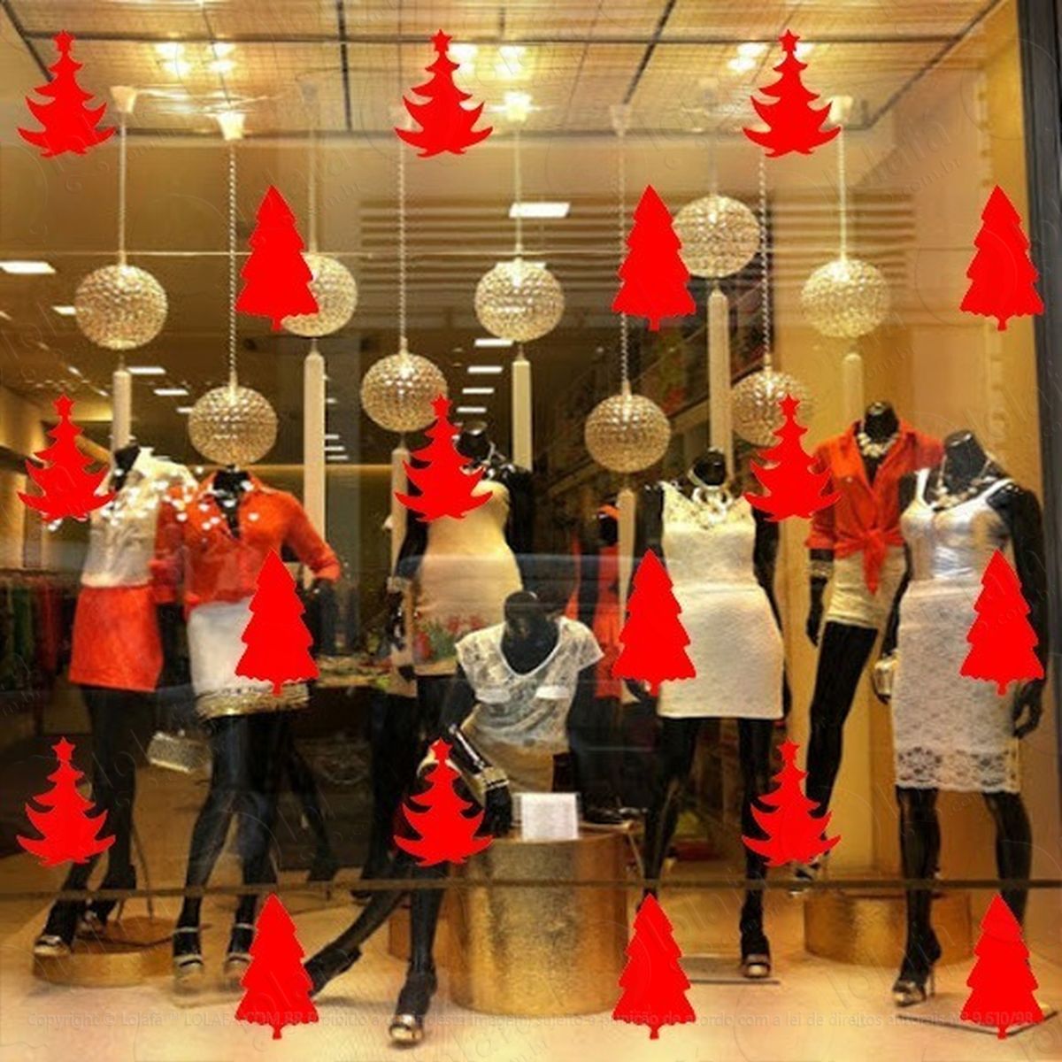 adesivo decorativo vitrine pinheiros natal mod:2138