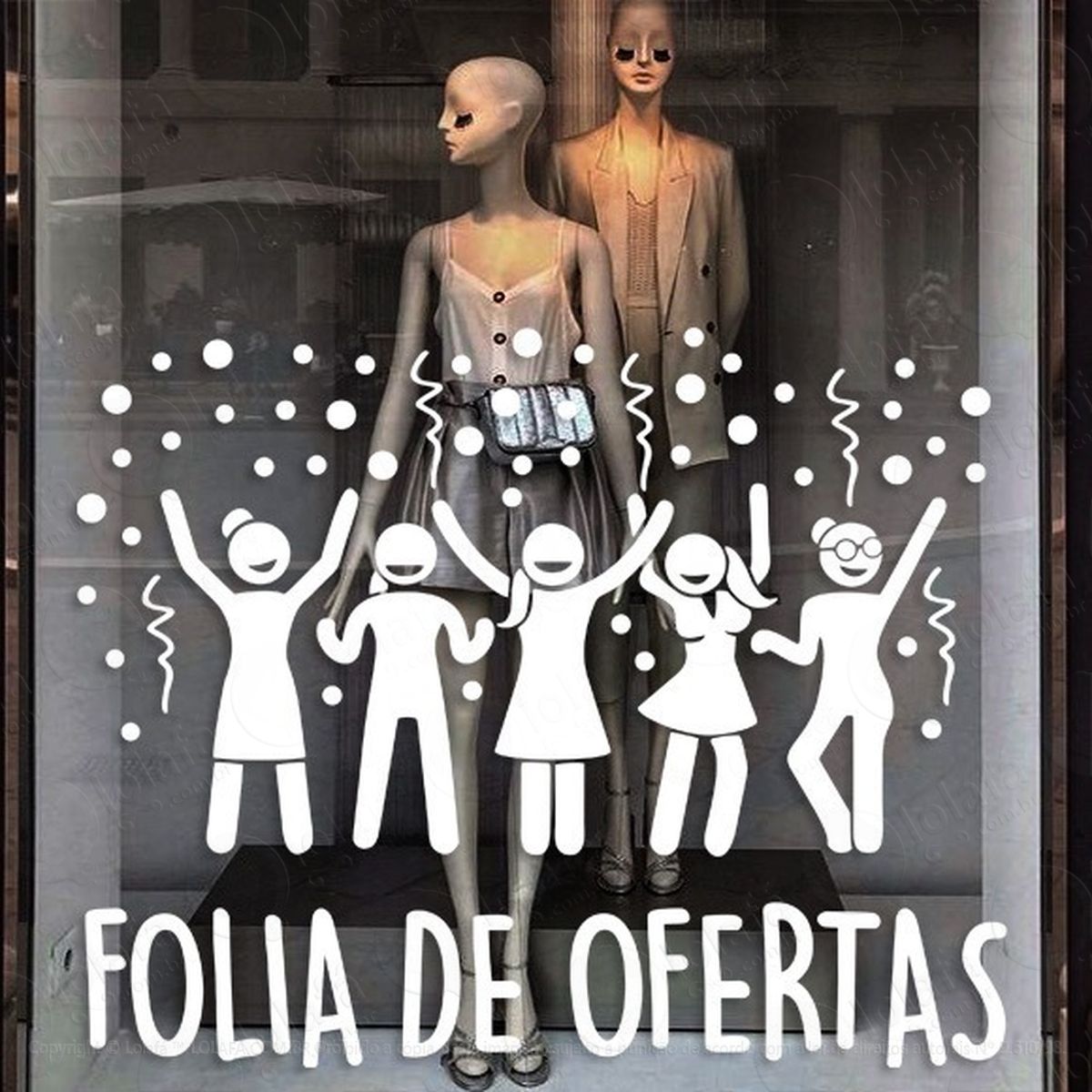 Adesivo Decorativo Vitrine Carnaval Folia De Ofertas Bonecos Mod:2141