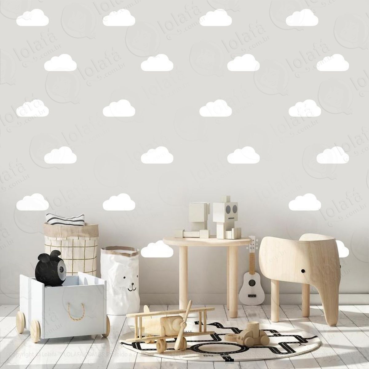 adesivo de parede quarto infantil nuvem 60 unidades mod:2150