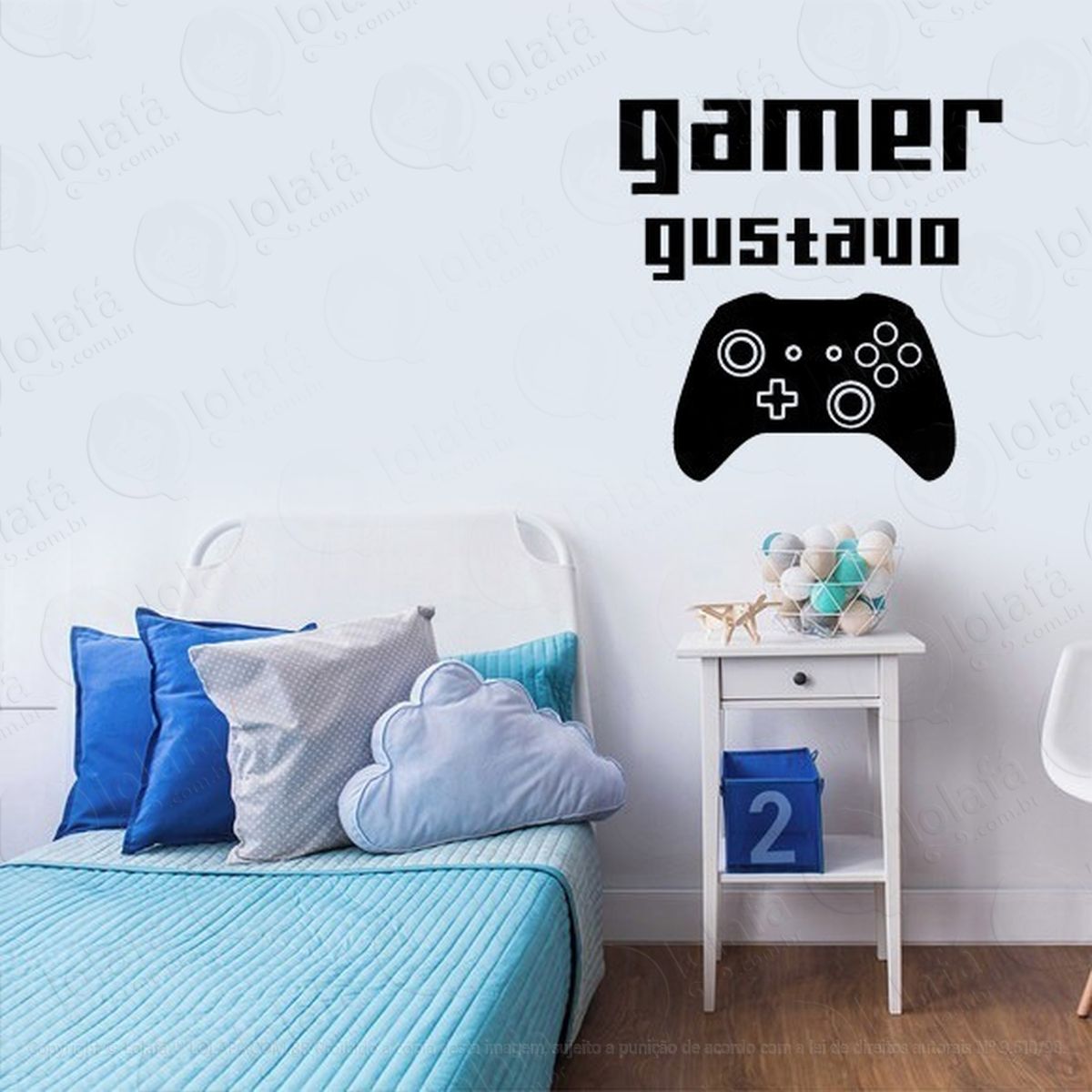 adesivo de parede quarto infantil gamer joystick nome mod:2153