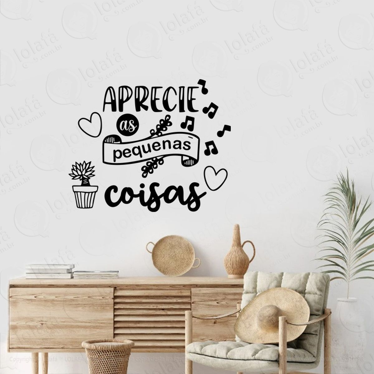 Adesivo De Parede Sala Frase Aprecie As Pequenas Coisas Mod:2162
