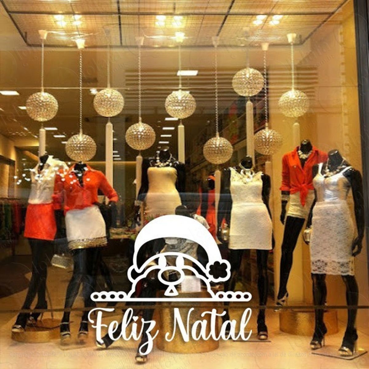 adesivo decorativo vitrine feliz natal papai noel mod:2176