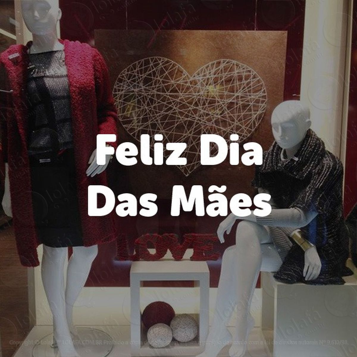 Adesivo Decorativo Vitrine Escrita Feliz Dia Das Mães Mod:2185